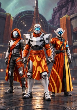 Aion Renewal armor set for Hunter, Titan, and Warlock — reference-based artwork