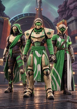 Aion Adapter armor set for Hunter, Titan, and Warlock — reference-based artwork