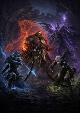 PoE 2 league starter build party with Deadeye, Pathfinder, Bear Shaman, and Lich at an Atlas gateway